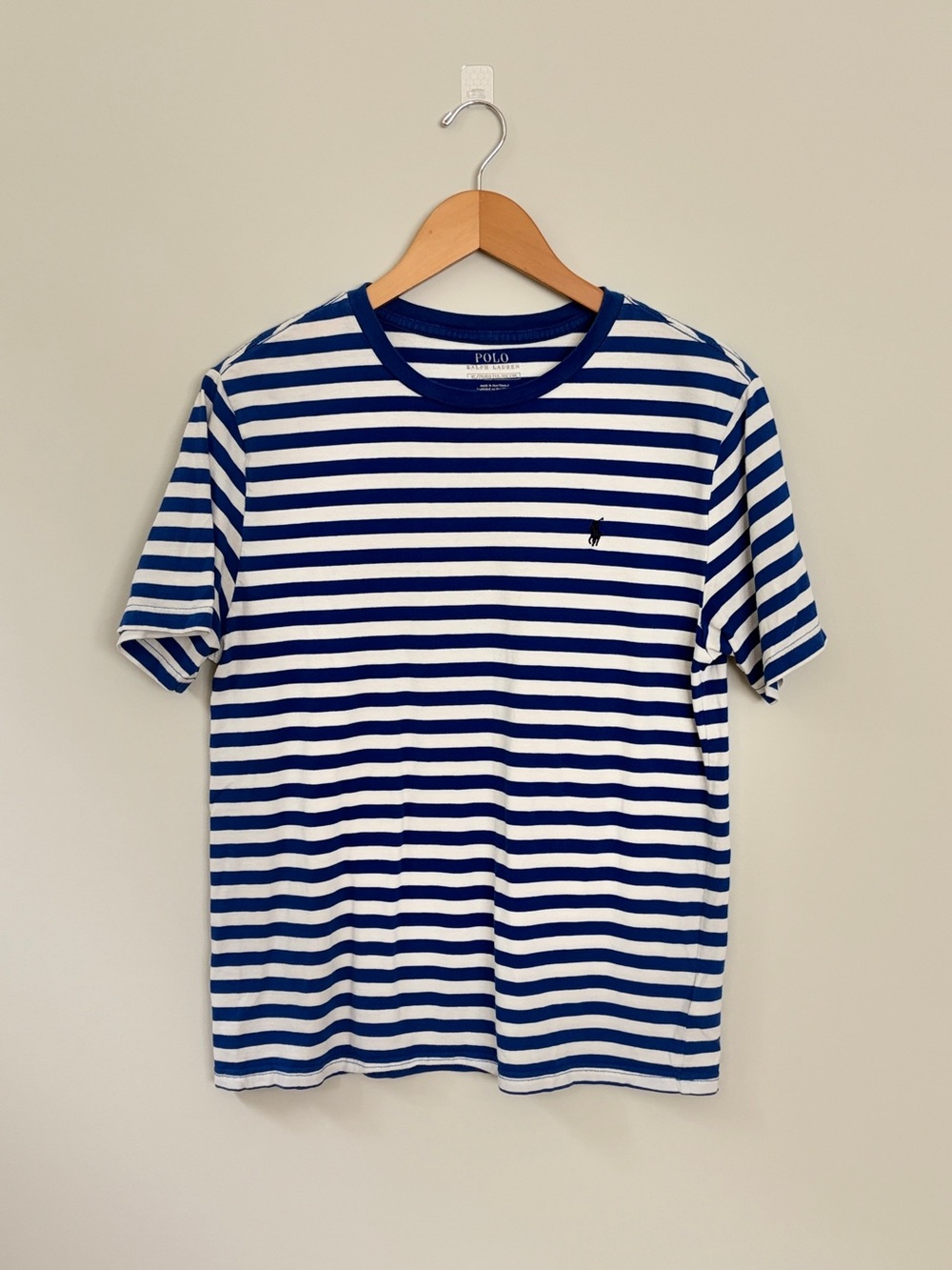 Polo by Ralph Lauren Women’s Blue & White Striped Crewneck T‑Shirt XL